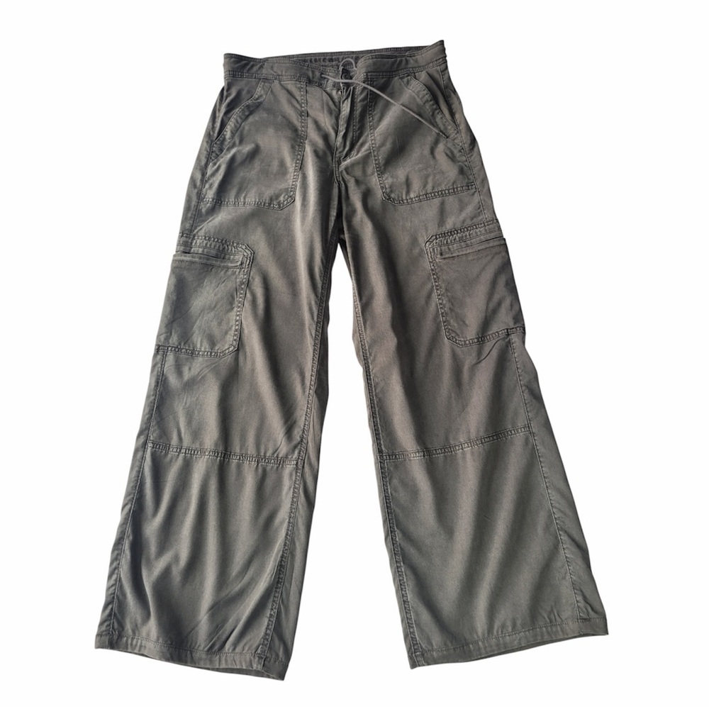 ✅ American Eagle Outfitters Gray Baggy Wide Leg Cargo Pants size 2 Regular